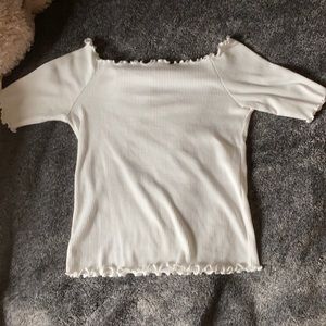white cropped fitted top